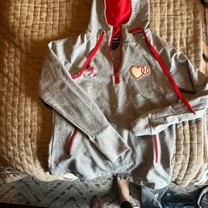 Baseballism Gray Hoodie with Red Accents